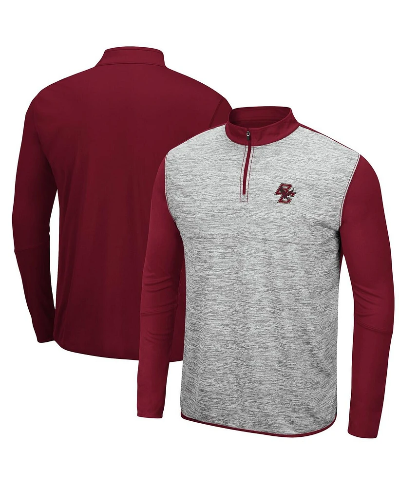 Men's Heathered Gray, Maroon Boston College Eagles Prospect Quarter-Zip Jacket