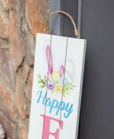 Glitzhome Wooden Double Sided Happy Easter Welcome Porch Sign, 42"