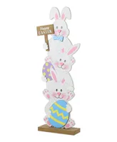 Glitzhome Wooden Easter Stacked Bunny Porch Decor, 30.75"