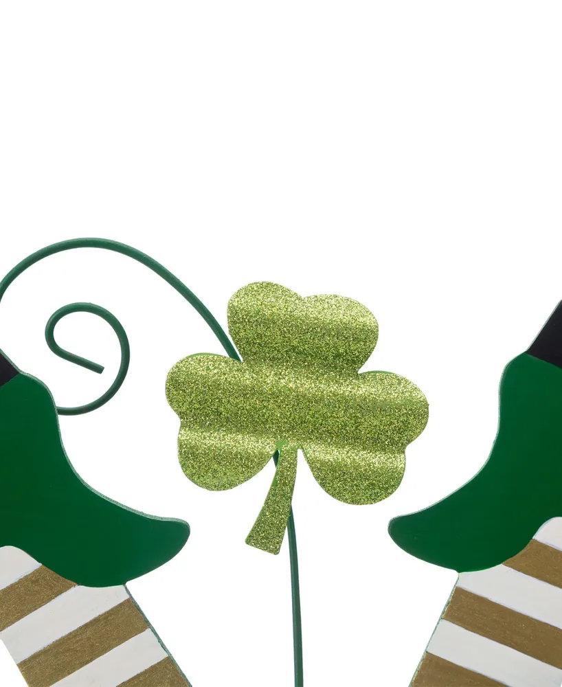 Glitzhome 31.5" Wooden St. Patrick's Leprechaun Belt Yard Stake or Wall Decor