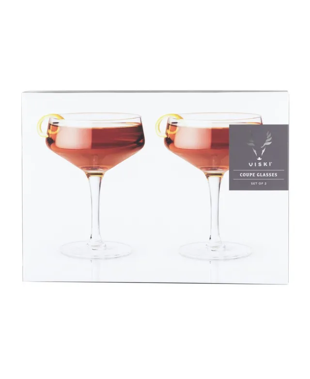 Viski Raye Modern Stemmed Angled Crystal Chardonnay Wine Glasses Set of 2 