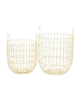 Contemporary Storage Baskets, Set of 2 - Gold