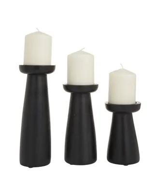 CosmoLiving by Cosmopolitan Mango Wood Modern Candle Holder, Set of 3