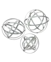 Metal Modern Orbs Balls Sculpture, Set of 3 - Silver
