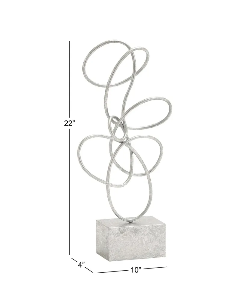 Metal Contemporary Abstract Sculpture, 22" x 10" - Silver