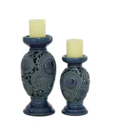 Ceramic Eclectic Candle Holder, Set of 2