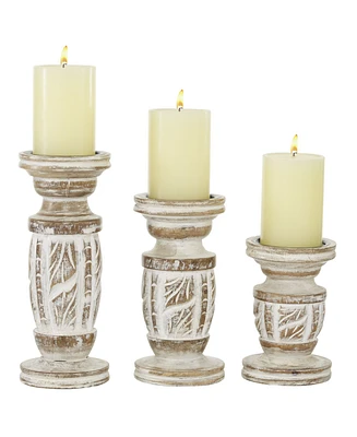 Mango Wood Country Cottage Candle Holder, Set of 3