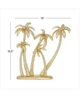 Polyresin Coastal Palm Tree Sculpture, 16" x 15" - Gold