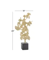 Polyresin Contemporary Gingko Leaf Sculpture, 20" x 10" - Gold