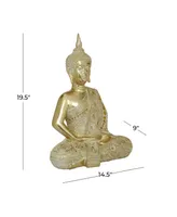 Glam Buddha Sculpture, 20" x 14" - Gold