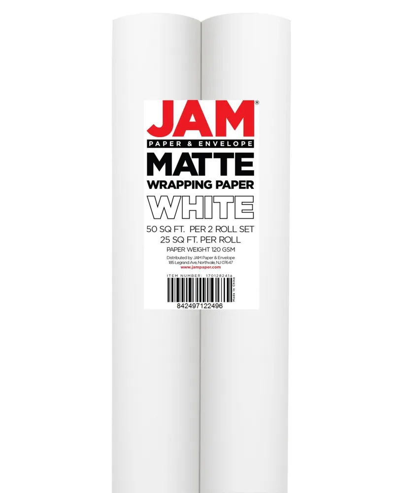 JAM PAPER Blue Matte Gift Wrapping Paper Rolls - 2 packs of 25 Sq. Ft.