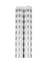 Jam Paper Gift Wrap 50 Square Feet Striped Wrapping Paper Rolls, Pack of 2 - Silver