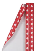 Jam Paper Gift Wrap 50 Square Feet Polka Dot Wrapping Paper Rolls, Pack of 2