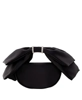 Women's Crystal Trim Satin Bow Clutch Bag