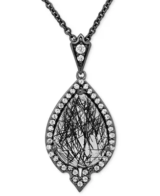 Enchanted Disney Fine Jewelry Rutile Quartz (4-5/8 ct. t.w.) & Diamond (1/4 ct. t.w.) Maleficent Villains Pendant Necklace in Black Rhodium
