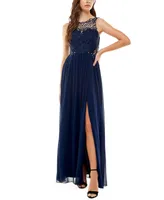 City Studios Juniors' Embellished Illusion Tulip Gown, Created for Macy's