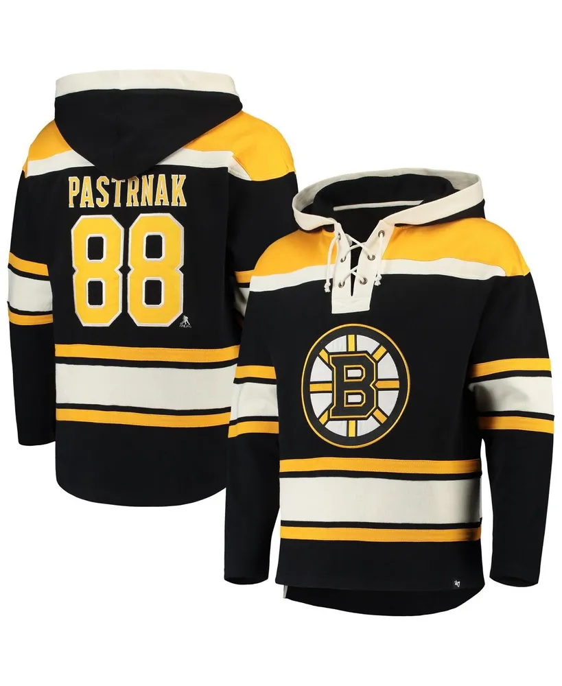 Men's David Pastrnak Black Boston Bruins Player Lacer Pullover Hoodie