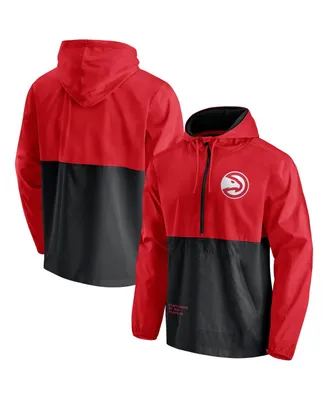 Mitchell & Ness Men's Mitchell & Ness Red Atlanta Hawks Hardwood Classics  Team Og 2.0 Anorak Hoodie Half-Zip Windbreaker Jacket