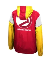 Men's Red, Yellow Atlanta Hawks Hardwood Classics Highlight Reel Windbreaker Half-Zip Hoodie Jacket