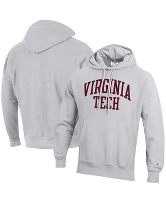 Men's Heathered Gray Virginia Tech Hokies Team Arch Reverse Weave Pullover Hoodie