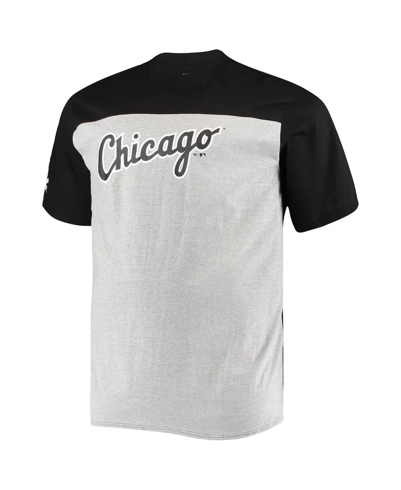 Men's Black, Heathered Gray Chicago White Sox Big and Tall Colorblock T-shirt