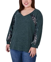 Plus Size Long Sleeve Combo Top