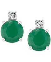 Sapphire (1-1/3 ct. t.w.) & Diamond Accent Stud Earrings 14k White Gold (Also Emerald Ruby)