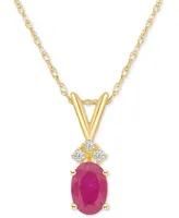 Sapphire (1 ct. t.w.) & Diamond Accent 18" Pendant Necklace 14k Gold (Also Ruby)