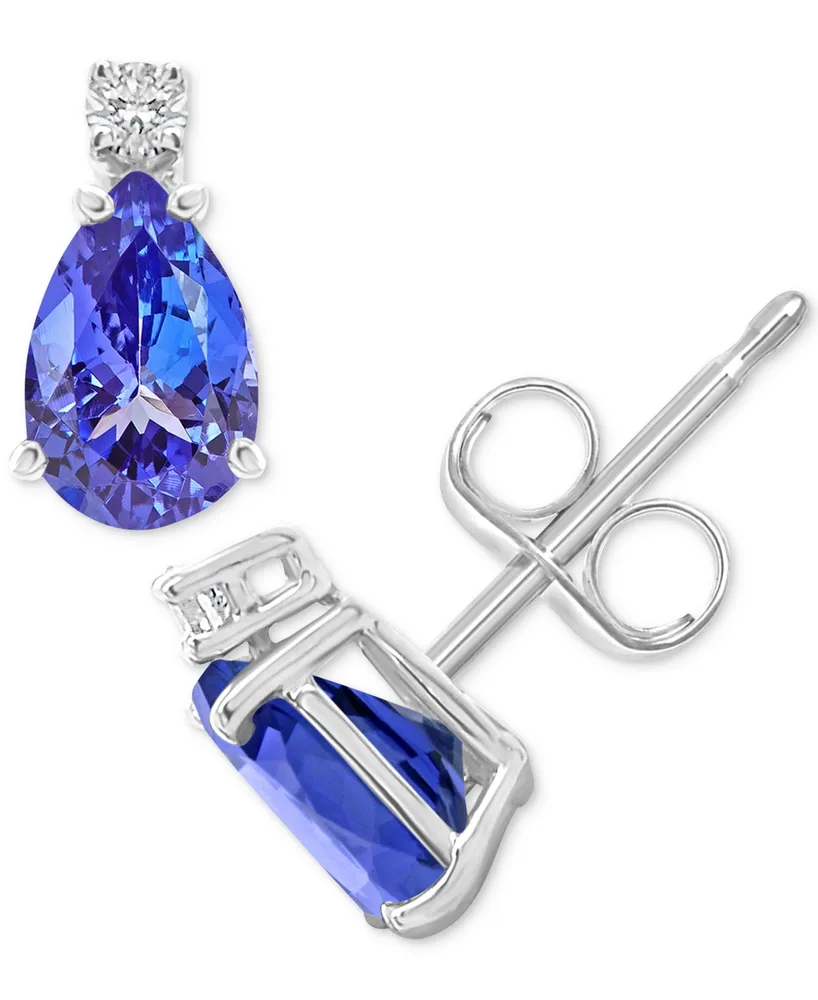 Tanzanite (3/4 ct. t.w.) & Diamond Accent Stud Earrings in 14k White Gold