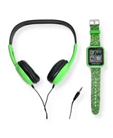 Minecraft Unisex Creeper Kids 26 Games Multi Silicone Strap Interactive Smart Watch with Over Ear Headphones, 40mm