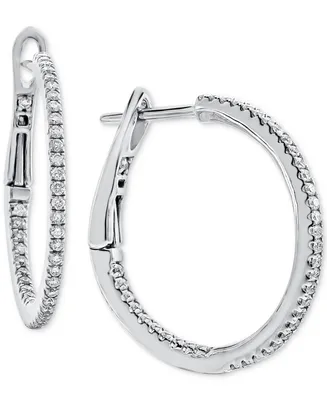 Diamond Inside Out Hoop Earrings (1/4 ct. t.w.) in 14k White Gold
