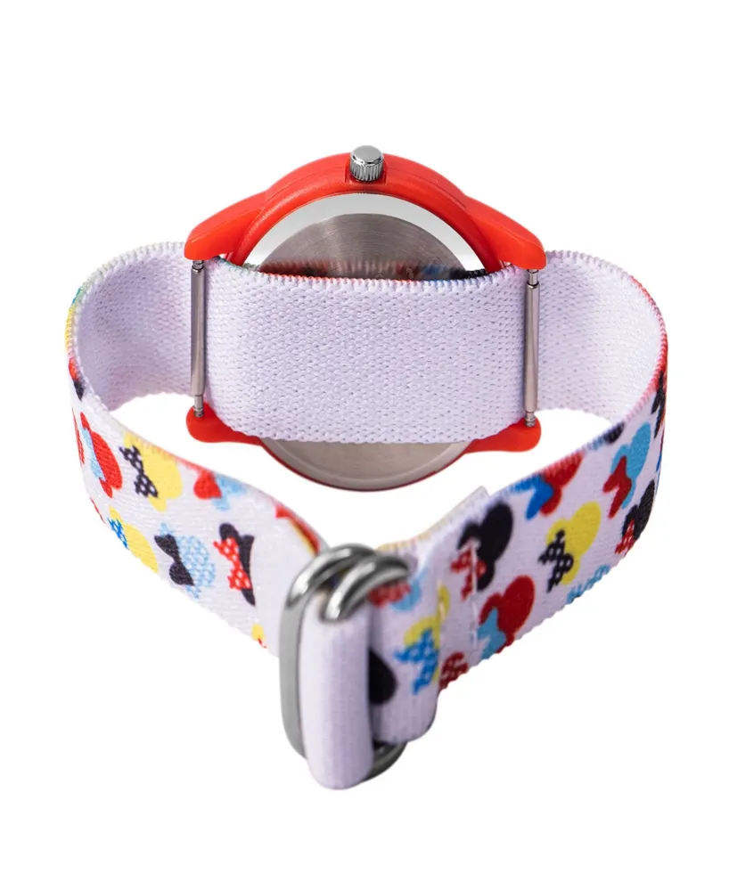 ewatchfactory Girl's Disney Minnie Mouse White Nylon Strap Watch 32mm