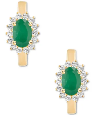 Sapphire (1-1/5 ct. t.w.) & Diamond (1/4 Hoop Earrings 14k Gold (Also Emerald Ruby)