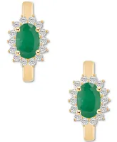 Sapphire (1-1/5 ct. t.w.) & Diamond (1/4 Hoop Earrings 14k Gold (Also Emerald Ruby)