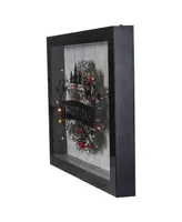 14" Framed 3D Merry Christmas Led Christmas Box Decor