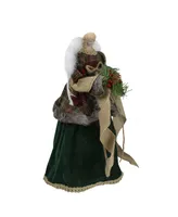 18" Angel in a Dress Unlit Christmas Tree Topper Accented with Holly Berries