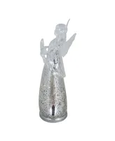 13" Lighted Angel Holding a Star Christmas Tabletop Figurine - Silver