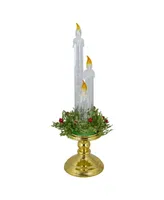 14.5" Lighted Water Candle on a Base with Berries - Gold