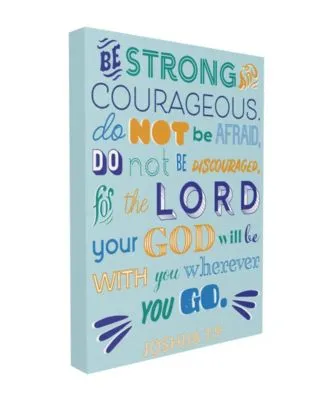 Stupell Industries Be Strong Religious Blue Orange Inspirational Word Design Stretched Canvas Wall Art By The Saturday Evening Post