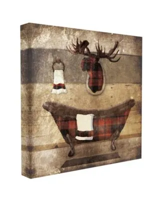 Stupell Industries Plaid Cabin Bathroom Country Wood Textu Design Stretched Canvas Wall Art Collection By Lauren Gibbons