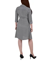 Women's Long Sleeve Roll Tab Belted Shirtdress