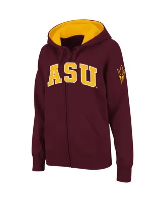 Women's Stadium Athletic Maroon Arizona State Sun Devils Arched Name Full-Zip Hoodie