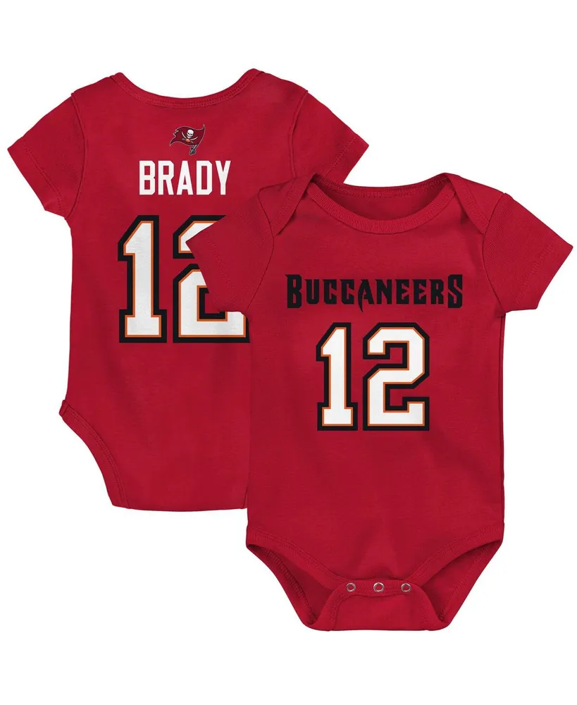 Newborn Boys and Girls Tom Brady Red Tampa Bay Buccaneers Mainliner Player Name and Number Bodysuit
