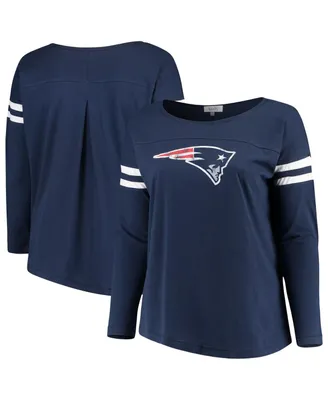 New England Patriots Touch Women's Plus Size Curve Touchdown Half-Sleeve T- Shirt - Navy