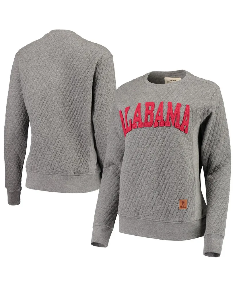 Women's Heathered Gray Alabama Crimson Tide Moose Applique Quilted Crewneck Sweatshirt