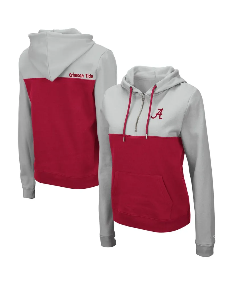 Women's Gray and Scarlet Alabama Crimson Tide Aidan Half-Zip Hoodie