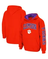 Big Boys Orange Clemson Tigers 2-Hit Team Pullover Hoodie