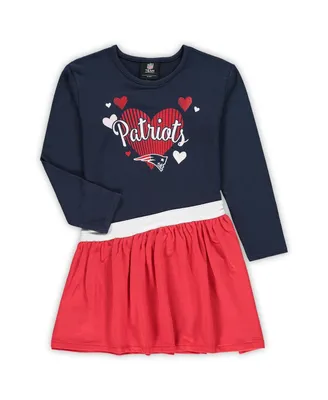 Little Girls Navy New England Patriots All Hearts Jersey Tri-Blend Dress