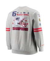 Men's Heathered Gray New England Patriots Big and Tall Allover Print Pullover Sweatshirt