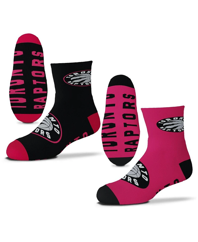 youth Boys and Girls Toronto Raptors Two-Pack Quarter-Length Team Socks